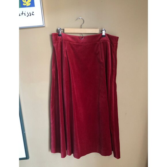 NWT Boden red liquorice velvet a-line midi skirt - Picture 3 of 7